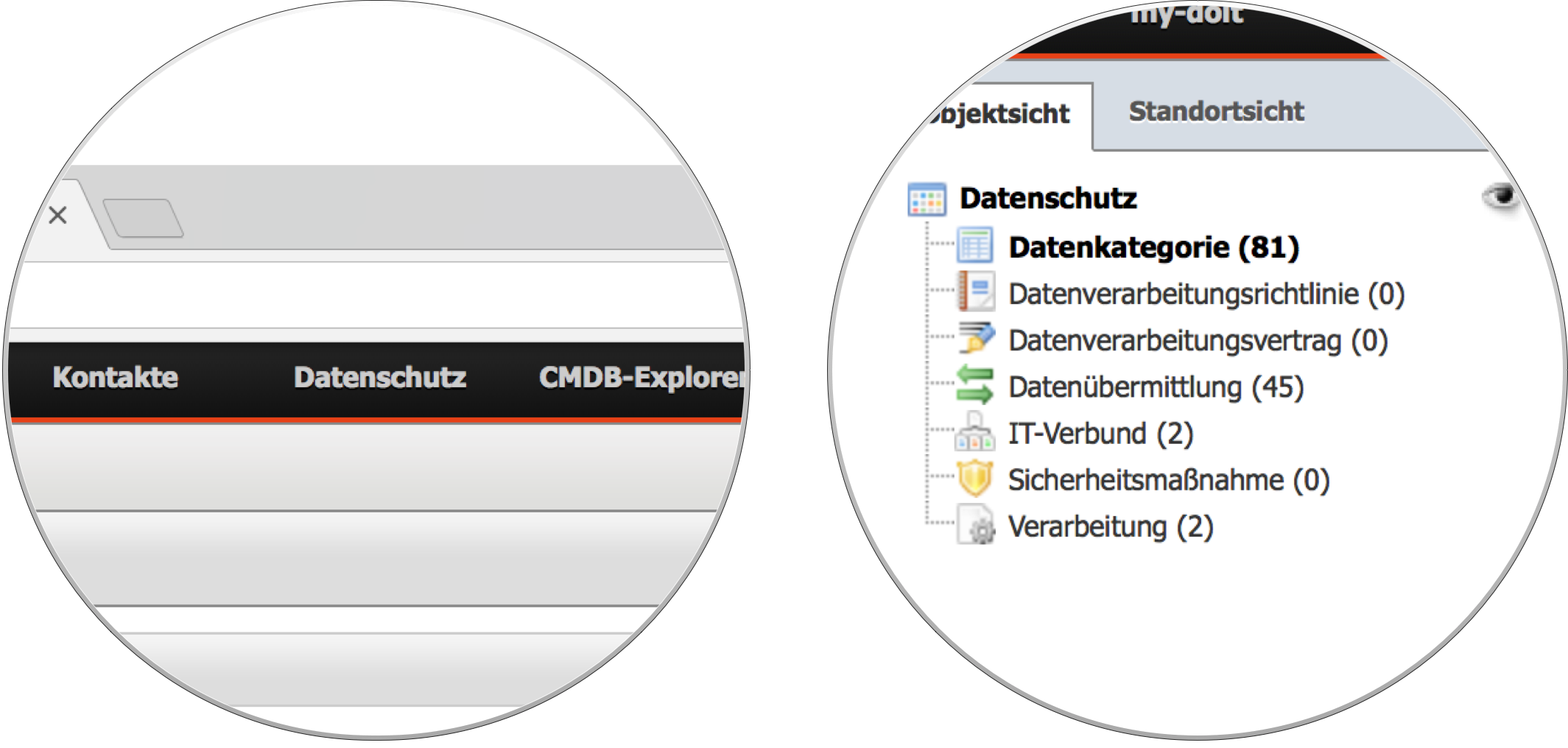 Objekttypgruppe und Objekttypen des i-doit Privacy Add-on