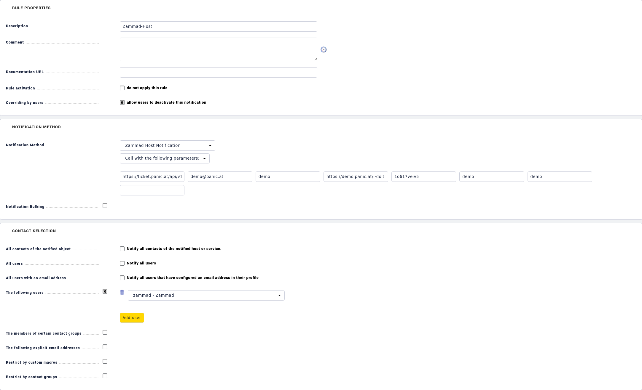 In WATO eine Zammad Host Notification Rule konfigurieren