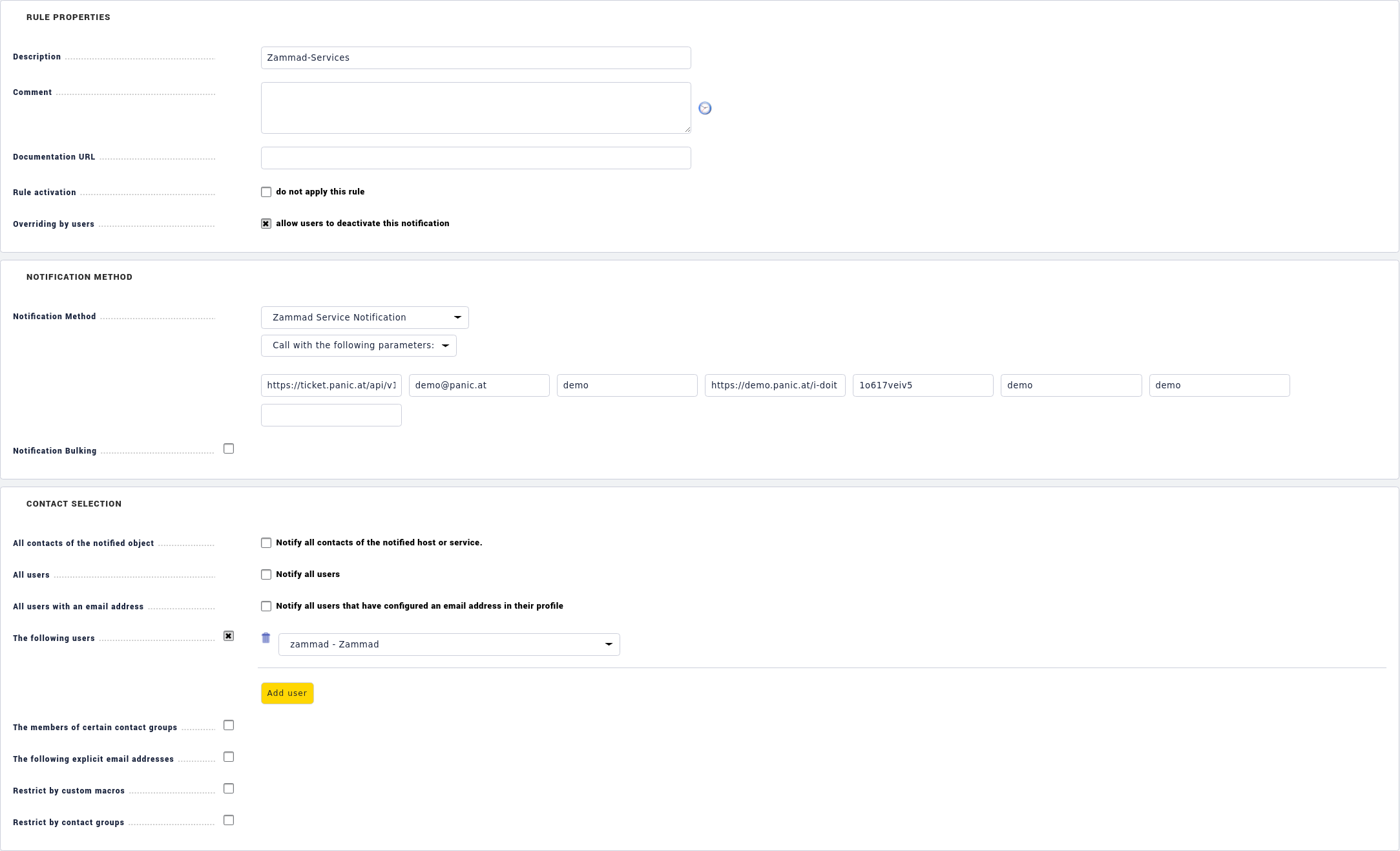 In WATO eine Zammad Service Notification Rule konfigurieren